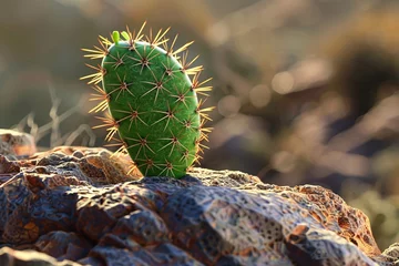 Photo sur Plexiglas Cactus a cactus with thorns on a rock