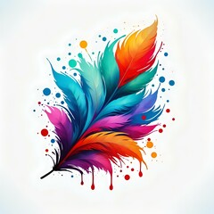 Paint-Splattered Colorful Feather