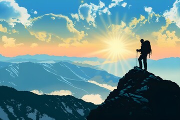 Fototapeta premium silhouette of a person in the mountains