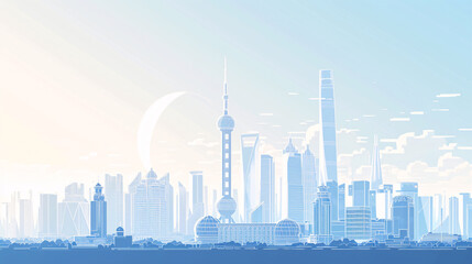 Abstract Chinese urban design illustration
