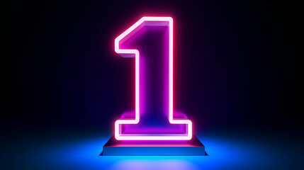 Digital Neon Number One with a Vibrant Pink and Blue Glow