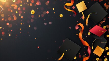 Background for congratulating graduates. Graduation background with empty space for copy or paste. Template for greeting card, banner, invitation, label, etc