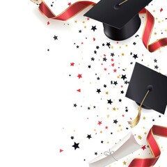 Background for congratulating graduates. Graduation background with empty space for copy or paste. Template for greeting card, banner, invitation, label, etc