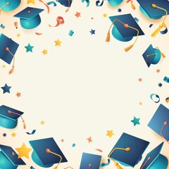 Background for congratulating graduates. Graduation background with empty space for copy or paste. Template for greeting card, banner, invitation, label, etc