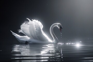 a white swan on water