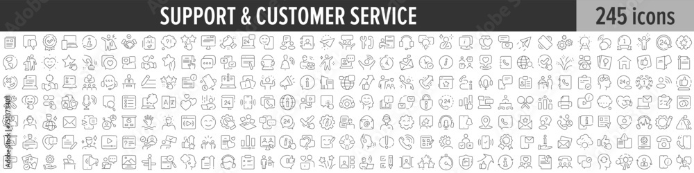 Leinwandbilder support and customer service linear icon collection. big set of 245 support and customer service ico