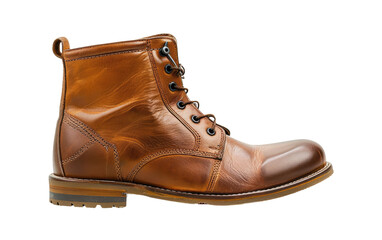 Boot Crafted from Rich Brown Leather isolated on transparent Background