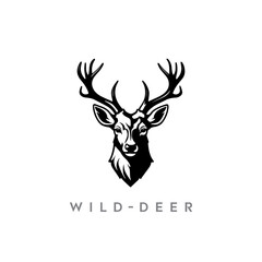 Vector geometric deer line art. Low poly style animal drawing. Modern Christmas symbol. black and white wild deer head line art silhouette