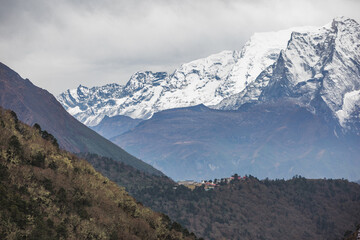 Tengboche village from the far view point. Nepal