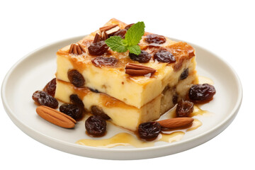 Egyptian Bread Pudding Delight Isolated on Transparent Background.