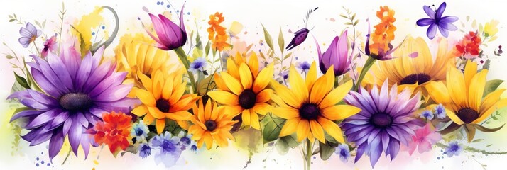 Fototapeta na wymiar watercolor flower background, floral summer background for wedding stationery, flower background with watercolor, watercolor style for background 