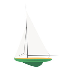 Toy boat, hand drawn in flat design. Kids toy to play on the water or a yacht model. Hand drawn vector illustration in flat design