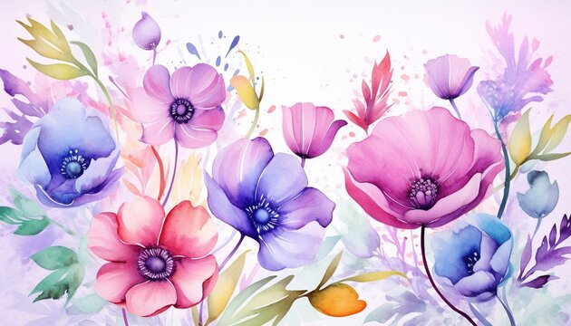 watercolor flower background, floral summer background for wedding stationery, flower background with watercolor, watercolor style for background
