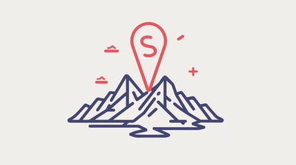 Mountains map pointer line icon. linear style sign fo