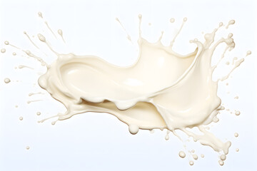 Watercolor milk cream splash on white background