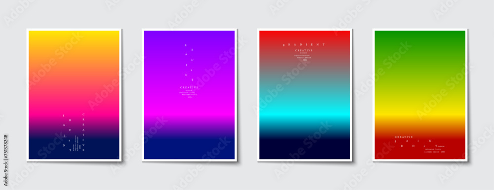Poster multicolored abstract gradient graphic background collection. modern design patterns for covers, mag
