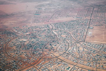 Top view of a residential area Madinat al riyad. Abu Dhabi. United Arab Emirates
