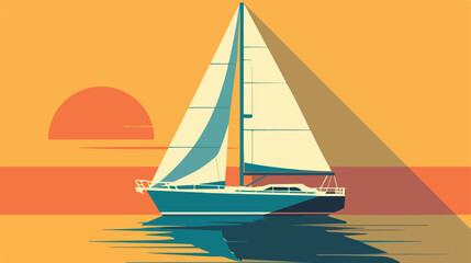 Sailing yacht flat icon. Sailing yacht flat icon - obrazy, fototapety, plakaty