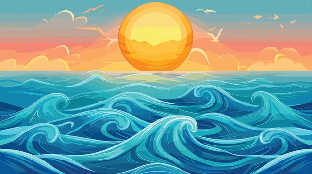 Sea and sun vector image for web and design