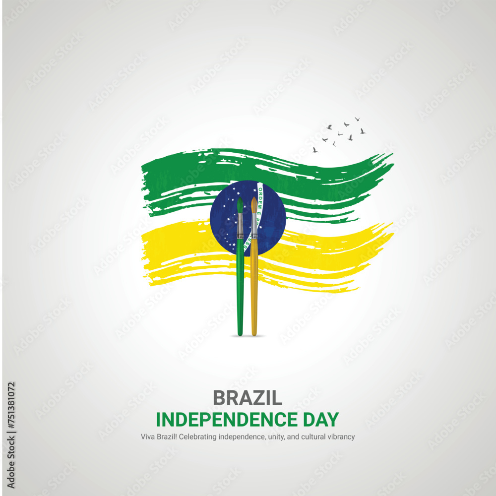 Wall mural brazil independence day. brazil independence day creative ads design. social media post, vector, 3D illustration.