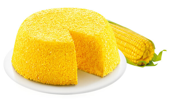 receita brasileira de cuscuz nordestino acompanhado de espiga de milho verde isolado em fundo transparente - cuscuz brasileiro