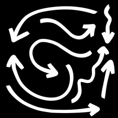 Set vector of white Arrow on black background