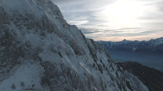 Swiss Alps Panoramic Mountain Drone Shot at Rochers-de-Naye, Switzerland 