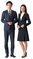 Asian business man and woman in transparent background