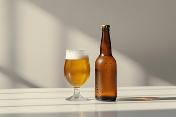 a bottle and glass of beer