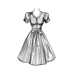 Vintage dresses silhouette vector set. Black retro dresses illustration
