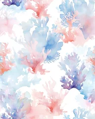 Underwater world seamless pattern in watercolor style 