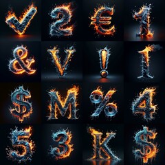 Lettering Typeface That Blends water and fire. AI generated illustration