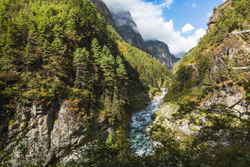 Bhote-Khosi river valley, Nepal. - 751383867