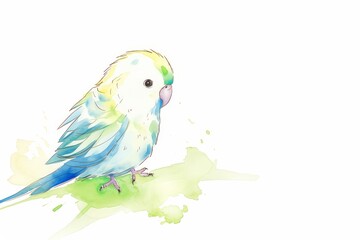 Bossy budgie overseeing a team project medium shot low angle patelcolorwatercolorminimalanime