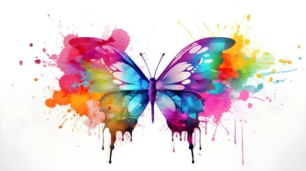 Papier Peint photo Papillons en grunge abstract watercolor background with butterflies