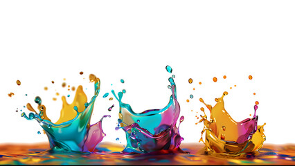 Colorful falling splash with liquid drops. 