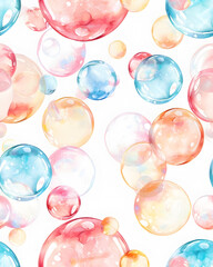 Seamless pattern of soup bubbles in watercolor style isolated on white background