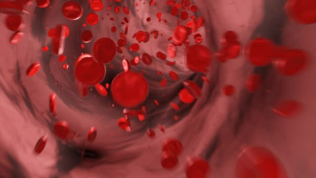 Blood cells flowing through the artery or vein. Hemoglobin, corpuscle, bloodstream, blood plasma, arteries, health care and medicine.