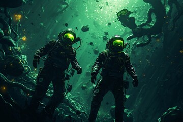 two people in diving suits