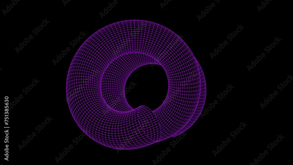 Aufkleber 3d render of a neon purple pink spiral wireframe shape. abstract grid tunnel in space. retro futuris