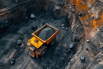Dump truck in a coal mine