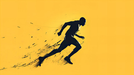 Dynamic Silhouette: Minimalist Illustration of an Athlete's Form Against Solid Backgrounds, Embodies the Essence of Olympic Excellence