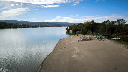 bank of Danube river in Novi Sad in autumn