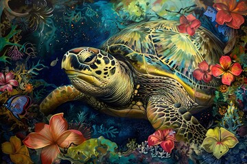 a painting of a turtle