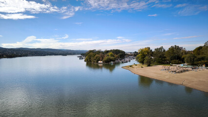 bank of Danube river in Novi Sad in autumn
