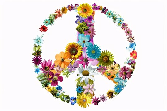 a peace sign made of flowers