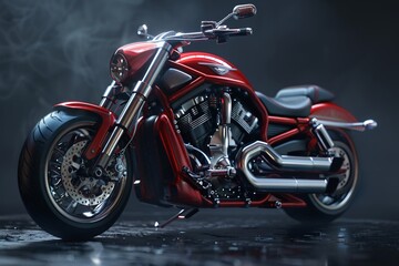 a red motorcycle with smoke