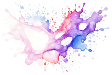 Creamy liquid watercolor colorful splash isolated on white background