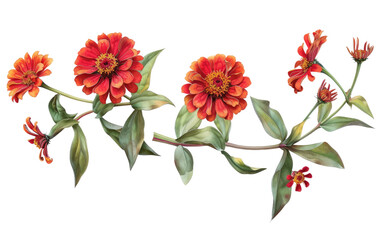 Sticker Featuring a Zinnia Branch isolated on transparent Background