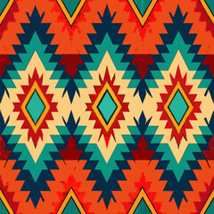 Tribal Twirls: A Vibrant Geometric Pattern for Fabric Design